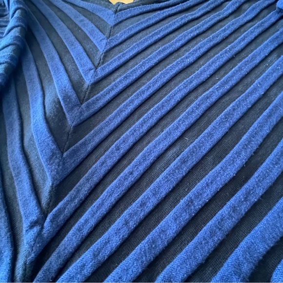 Lane Bryant Angled Stripe Navy Royal V Neck Sweater Womens Size 14/16 - Picture 4 of 4